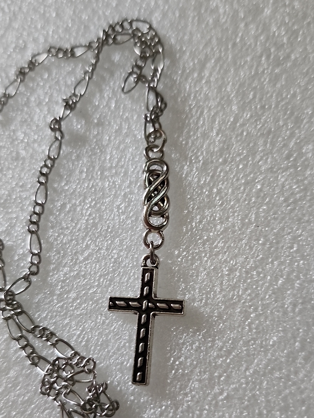 Hand Crafted Silver-Tone Cross Pendant Necklace